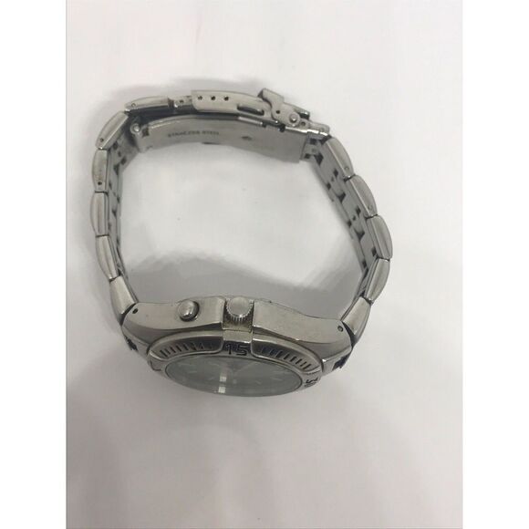 Fossil Ma3539 Unisex Silver Stainless Steel Analog Black Dial Quartz Watch No46 - Picture 6 of 8